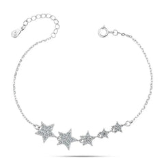 Star-Shaped Pendant with Zirconia Stones - 925 Sterling Silver - Transparent - Bracelets