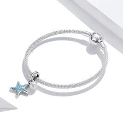 Starfish 925 Silver Charm - Aquamarine