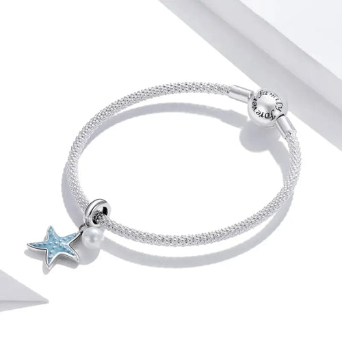 Starfish 925 Silver Charm - Aquamarine