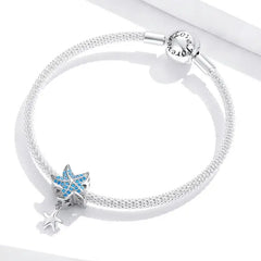 Starfish 925 Silver Charm - Aquamarine
