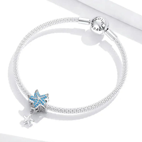 Starfish 925 Silver Charm - Aquamarine