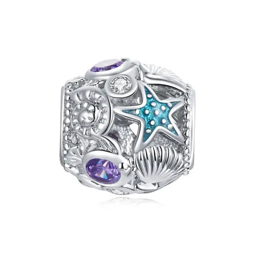 Stars And Shell 925 Silver Charm - Multi Color