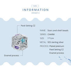 Stars And Shell 925 Silver Charm - fathyibrahim