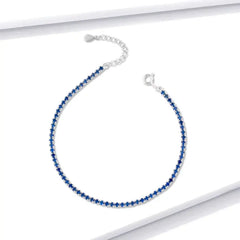 sterling silver Tennis bracelet adorned with blue zircon stones - Blue - Bracelets