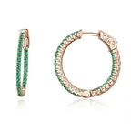 Stones Hoop 925 Silver Earrings For Women - Green