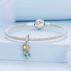 Sun Flower Charm - 925 sterling silver - White