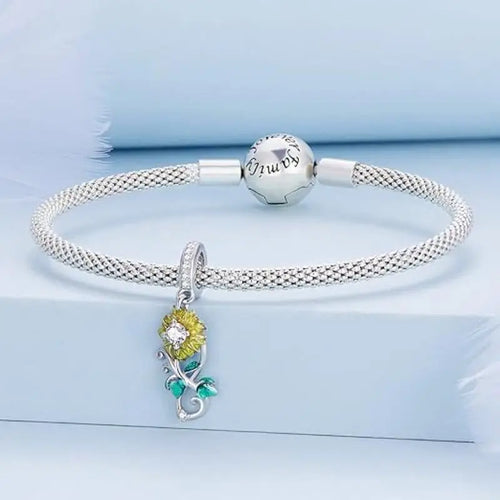 Sun Flower Charm - 925 sterling silver - White
