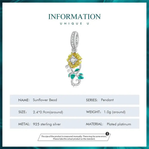 Sun Flower Charm - 925 sterling silver - White