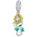 Sun Flower Charm - 925 sterling silver - White