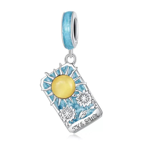 Sun Tarot Cards 925 Silver Charm - Multi Color