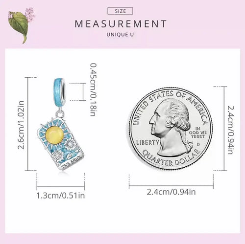 Sun Tarot Cards 925 Silver Charm - Multi Color