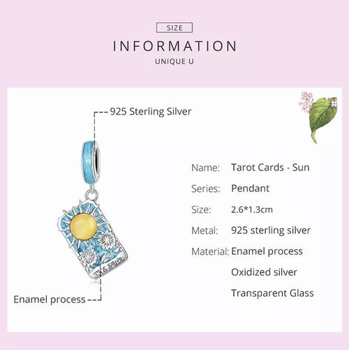 Sun Tarot Cards 925 Silver Charm - fathyibrahim