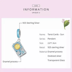 Sun Tarot Cards 925 Silver Charm - Multi Color