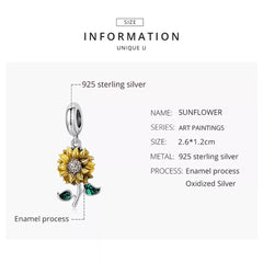 Sunflower 925 Silver Charm - fathyibrahim