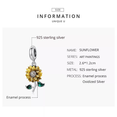 Sunflower 925 Silver Charm - fathyibrahim