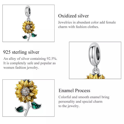 Sunflower 925 Silver Charm - fathyibrahim