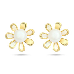 Sunflower 925 Silver Earring - White