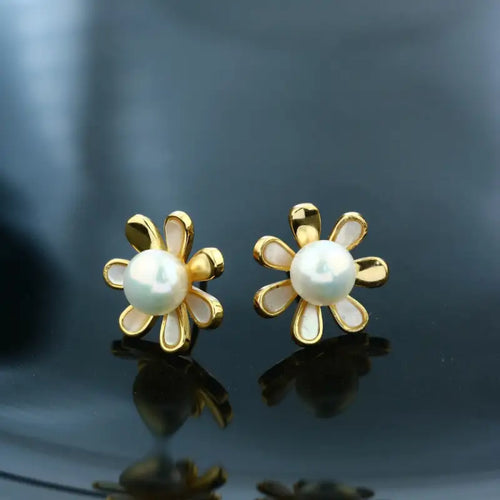 Sunflower 925 Silver Earring - White