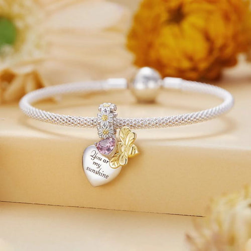 Sunflower ‘You are my sunshine’ 925 Silver Charm - fathyibrahim