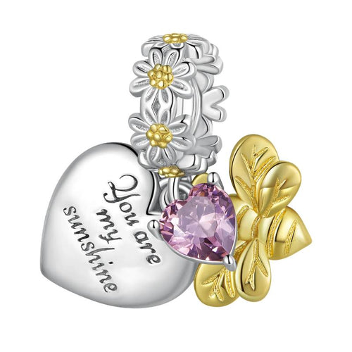Sunflower ‘You are my sunshine’ 925 Silver Charm - fathyibrahim