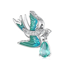 Swallow 925 Silver Charm - Multi Color