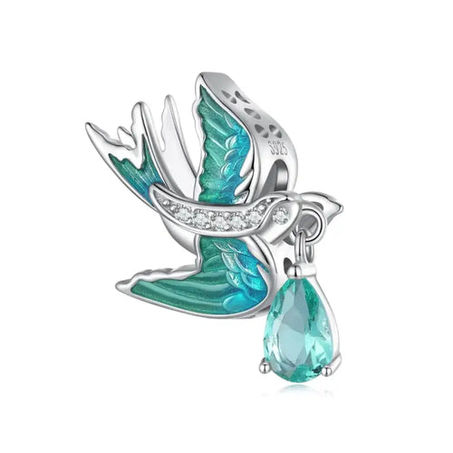 Swallow 925 Silver Charm - Multi Color