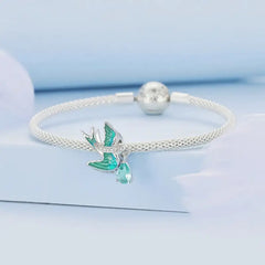 Swallow 925 Silver Charm - Multi Color