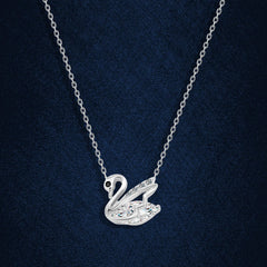 Swan 925 Silver Necklace - Transparent