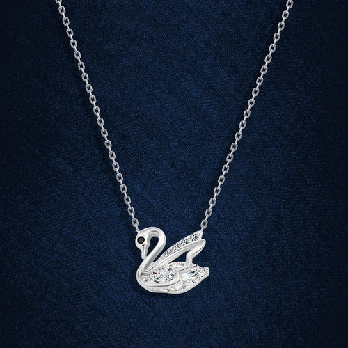 Swan 925 Silver Necklace - Transparent