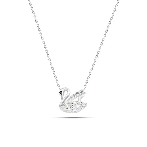 Swan 925 Silver Necklace - Transparent