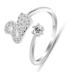 Swan Ring with Zirconi Stones - 925 Sterling Silver - Rings