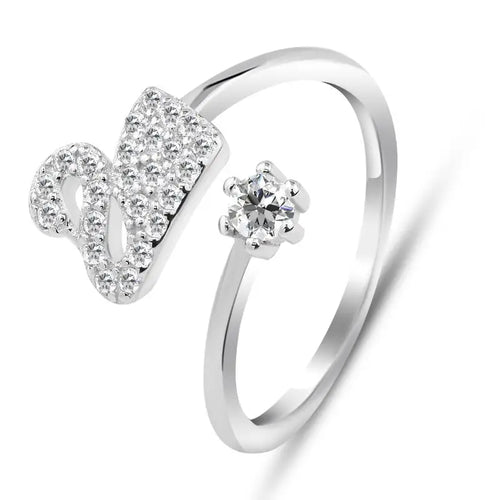 Swan Ring with Zirconi Stones - 925 Sterling Silver - Rings