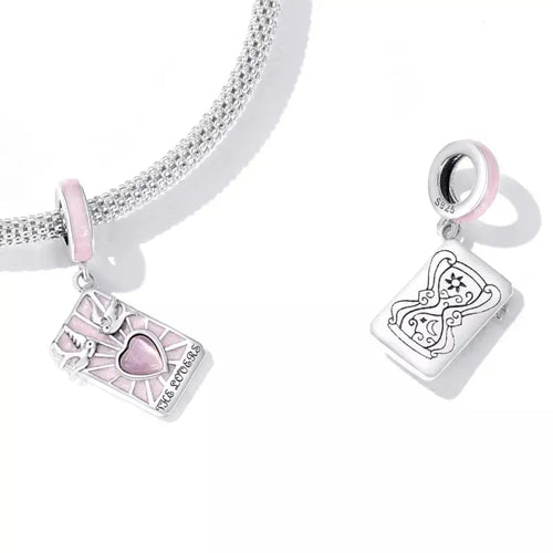 Tarot Cards lovers 925 Silver Charm - Pink