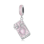 Tarot Cards lovers 925 Silver Charm - Pink