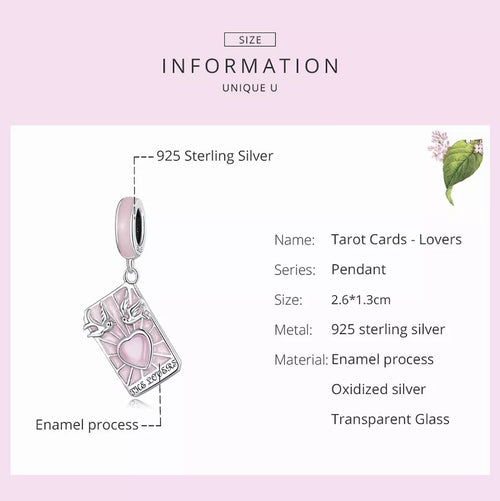 Tarot Cards lovers 925 Silver Charm - fathyibrahim