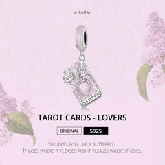 Tarot Cards lovers 925 Silver Charm - Pink