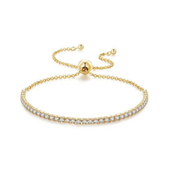 Tennis Bracelet gold with Shiny zircon - 925 sterling silver - Transparent