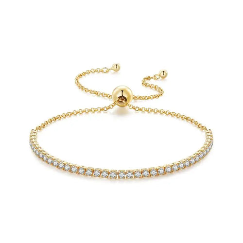Tennis Bracelet gold with Shiny zircon - 925 sterling silver - Transparent