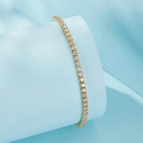 Tennis Bracelet gold with Shiny zircon - 925 sterling silver - Transparent