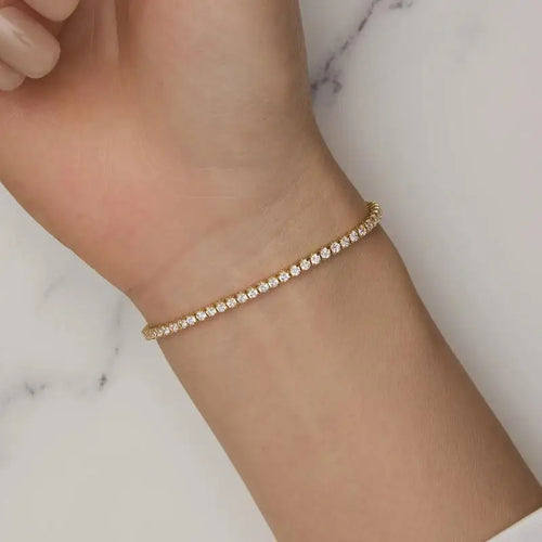 Tennis Bracelet gold with Shiny zircon - 925 sterling silver - Transparent