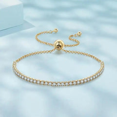 Tennis Bracelet gold with Shiny zircon - 925 sterling silver - Transparent