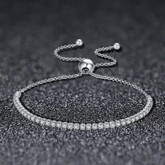 Tennis Bracelet with Shiny zircon - 925 sterling silver - Transparent