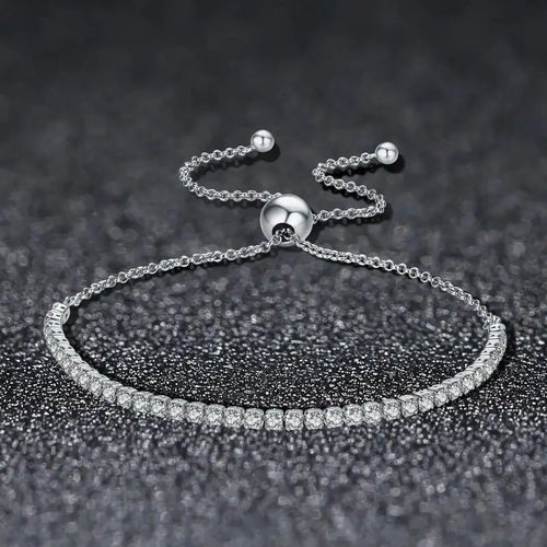 Tennis Bracelet with Shiny zircon - 925 sterling silver - Transparent