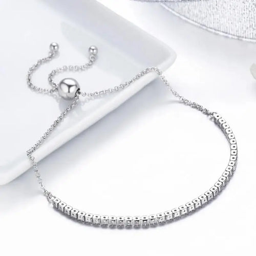 Tennis Bracelet with Shiny zircon - 925 sterling silver - Transparent