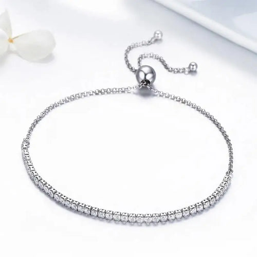 Tennis Bracelet with Shiny zircon - 925 sterling silver - Transparent