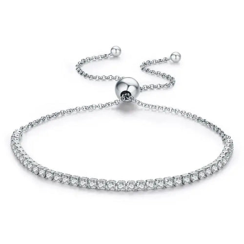 Tennis Bracelet with Shiny zircon - 925 sterling silver - Transparent