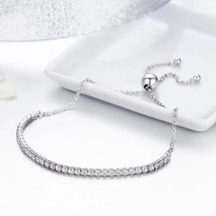 Tennis Bracelet with Shiny zircon - 925 sterling silver - Transparent