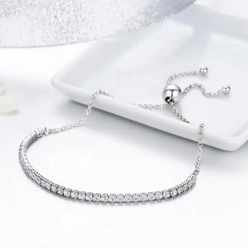 Tennis Bracelet with Shiny zircon - 925 sterling silver - Transparent