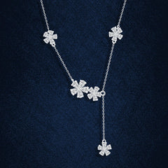 The Five Zircon Flowers 925 Silver Necklace - Transparent