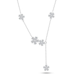 The Five Zircon Flowers 925 Silver Necklace - Transparent